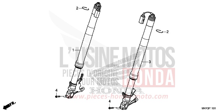 FOURCHETTE AVANT (CBR1000SP) von CBR1000RR SP SP1 SP2 GRAND PRIX RED (R380) von 2022
